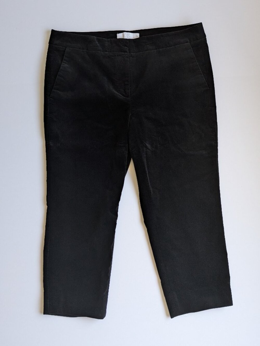 Womens RSVP Talbots Velvet Capri Pants 10P Petite Black Cotton Holiday Party